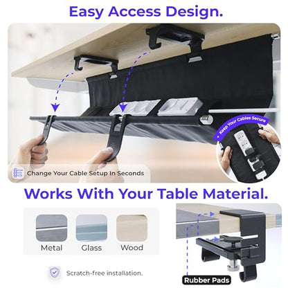 Ascrono Original Under Desk Cable Management Tray, Black, 14.1" - color: Black, size: Mini (14.1 in)