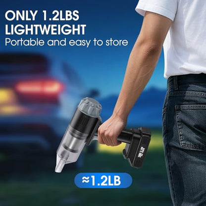 26pcs Car Cleaning Kit, Gray Interior Detailing Kit with High Power Vacuum Portable Cordless, Handheld Vacuum Cleaner for Home, Car, Pet Hair, Keyboard, Complete Auto Accessories for Gift