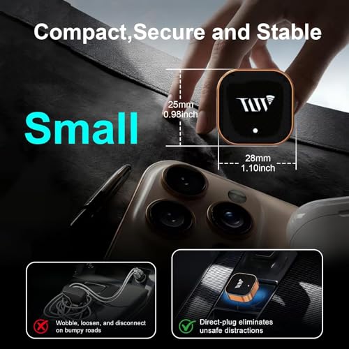 Wireless CarPlay Adapter for Apple iPhone & Android Auto, 2-in-1 Mini CarPlay Adapter Convert Wired to Wireless Dongle, Plug & Play, No Delay, BT 5.4, 2.4G/5G WiFi - color: Bright Orange