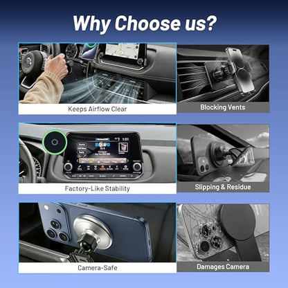 Phone Mount for Nissan Rogue S/SV/Rock Creek (2021-2026,Fit 8inch ONLY), Altima Platinum (2019-2025), Sentra SR/SV (2020-25), 15W Wireless Charger, Magnetic Phone Holder, 360°, Magsafe, Hands Free - size: Nissan Rogue | 2021-2025 (8" Screen)
