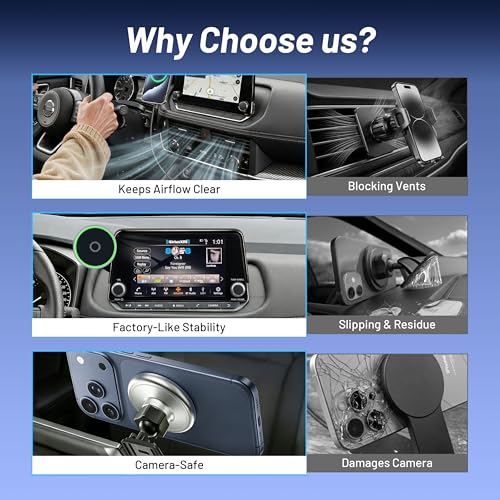 Phone Mount for Nissan Rogue S/SV/Rock Creek (2021-2026,Fit 8inch ONLY), Altima Platinum (2019-2025), Sentra SR/SV (2020-25), 15W Wireless Charger, Magnetic Phone Holder, 360°, Magsafe, Hands Free - size: Nissan Rogue | 2021-2025 (8" Screen)