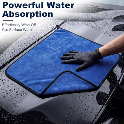 Nuenen 20 Pcs Microfiber Car Drying Towels 800 GSM Thick Plush, Blue - color: Blue