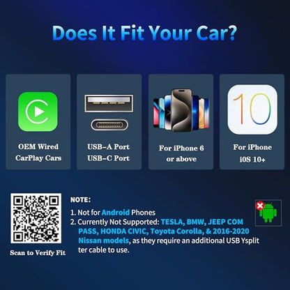 Wireless CarPlay Adapter for iPhone 2026 Upgrade USB C Black
