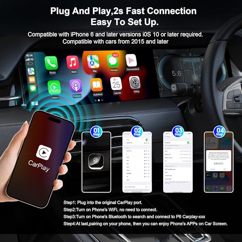 Wireless Carplay Adapter for iPhone, Auto-Connected Plug&Play Carplay Wireless Adapter with BT5.3 & Dual-Band WiFi-No Latency, Stable Fit for Cars, for Apple iPhone iOS 10+,Silver - color: Silver