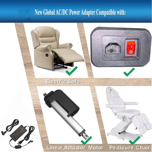 Universal Power Cord for Recliner Chair - 2-Pin Recliner Power Supply with L Shape Extension Cable Cord for Lift Chair, Recliner Sofa, Recliner Couch, Compatible with Most Makes & Models...