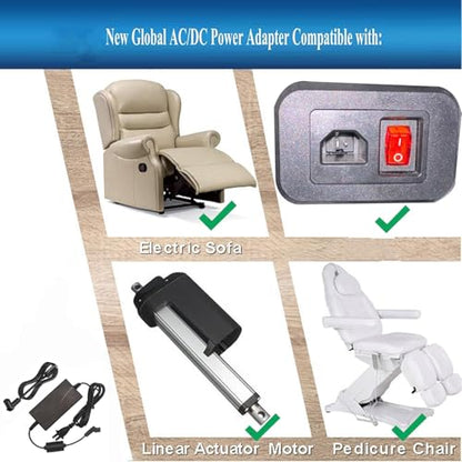 Universal Power Cord for Recliner Chair - 2-Pin Recliner Power Supply with L Shape Extension Cable Cord for Lift Chair, Recliner Sofa, Recliner Couch, Compatible with Most Makes & Models...