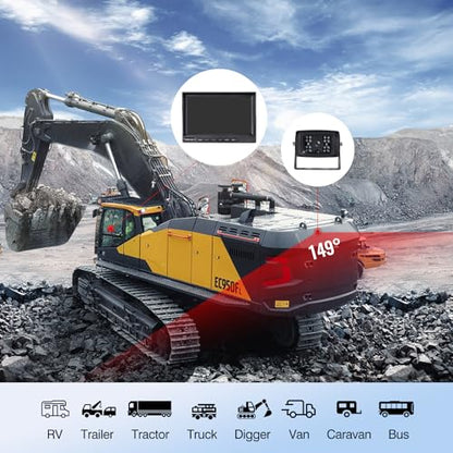 7-inch AHD1080P Wired RV Backup Camera System, IP69k Waterproof IR Night Vision Reversing Camera, Vibration-Proof 20G for Trailer/Tractors/Truck/Excavator/Skid Steer/Heavy Equipment, WY7 - size: 7" 1-Cam