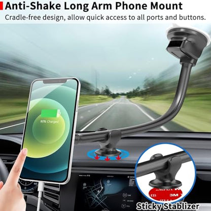 APPS2Car Magnetic Phone Holder for Car, 14-Inch Windshield Phone Mount - color: Black- Magnetic