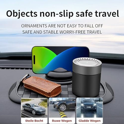 Anti Slip Car Mat Phone Holder,Anti Slip Phone Mat for Car,360° Rotatable - color: Black and Brown