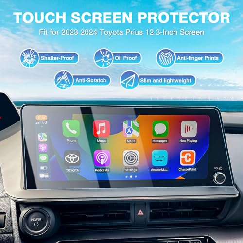 Karltys 2PC Screen Protector for 2023-2026 Toyota Prius 12.3 Inch(Limited/XLE/Nightshade Edition) [No Glare & Fingerprint] Tempered Glass Toyota Prius Accessories - size: 12.3"Toyota Prius 2023-2026