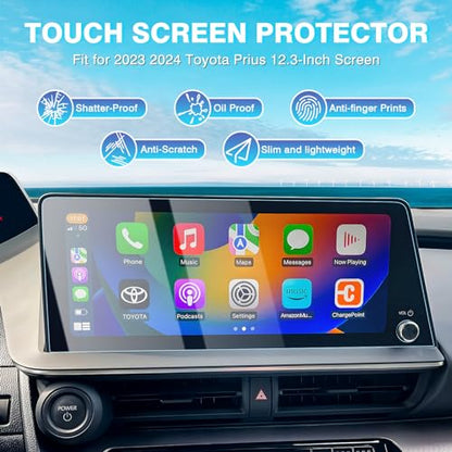 Karltys 2PC Screen Protector for 2023-2026 Toyota Prius 12.3 Inch(Limited/XLE/Nightshade Edition) [No Glare & Fingerprint] Tempered Glass Toyota Prius Accessories - size: 12.3"Toyota Prius 2023-2026