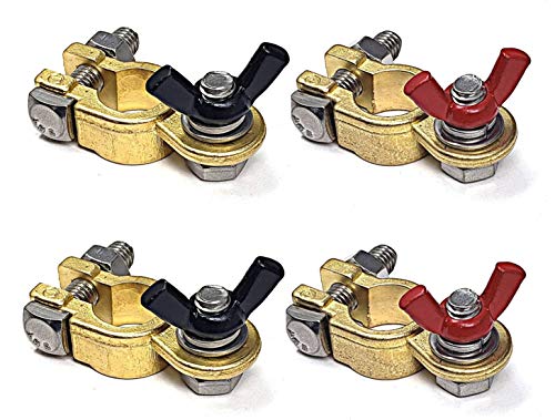 WindyNation 2 Pairs Brass Marine Grade Battery Terminal Top Post for Boat Car RV (Military Spec. B-12128C) - color: 2 Pairs, size: Battery Terminals