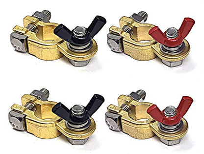 WindyNation 2 Pairs Brass Marine Grade Battery Terminal Top Post for Boat Car RV (Military Spec. B-12128C) - color: 2 Pairs, size: Battery Terminals