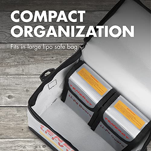 Tenergy 2 Pack, Fire Retardant Lipo Bags, Battery Bags for Charging and Storage, 5.5x3.5x2 inches Each - size: 2x Small 5.5x3.5x2in