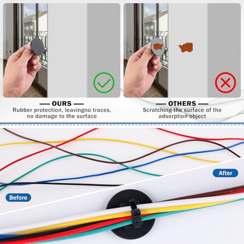 Magnetic Cable Zip Tie Mounts, 15 Pcs Heavy Duty Magnet Wire Holder Automotive Multipurpose & 50 Pcs Zip Ties & 20 Pcs Cable Tie Mounts with Tapping Screws for Wire Organization(43mm 85 Pcs) - size: 43mm-85PCS