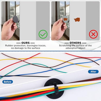 Magnetic Cable Zip Tie Mounts, 15 Pcs Heavy Duty Magnet Wire Holder Automotive Multipurpose & 50 Pcs Zip Ties & 20 Pcs Cable Tie Mounts with Tapping Screws for Wire Organization(43mm 85 Pcs) - size: 43mm-85PCS