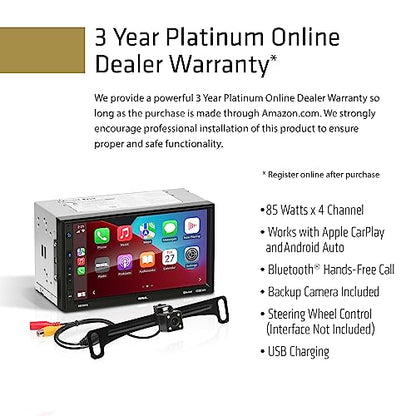 Sound Storm Laboratories DD7CPA-C Car Audio Stereo – Apple CarPlay Android Auto, Double Din 7 Inch Touchscreen, Bluetooth Audio and Hands-Free Calling, No CD DVD Player, Radio Receiver, Backup Camera - style: 7 inch + Camera