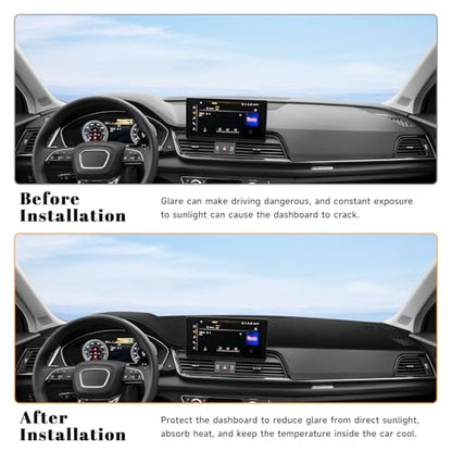 Black Dashboard Dash Board Cover Mat Carpet for Audi 2018-2025 Q5 Accessories Dash Cover Flannel Material Dash Mat Sunshade - size: for Audi 2018-2025 Q5