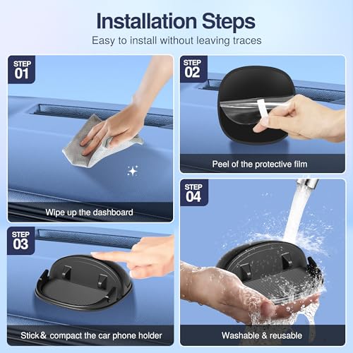 Loncaster Car Phone Holder, Car Phone Mount Silicone Car Pad Mat for Various Dashboards, Slip Free Desk Phone Stand Compatible with iPhone, Samsung, Android Smartphones, GPS Devices and More, Black - color: Black-1pack