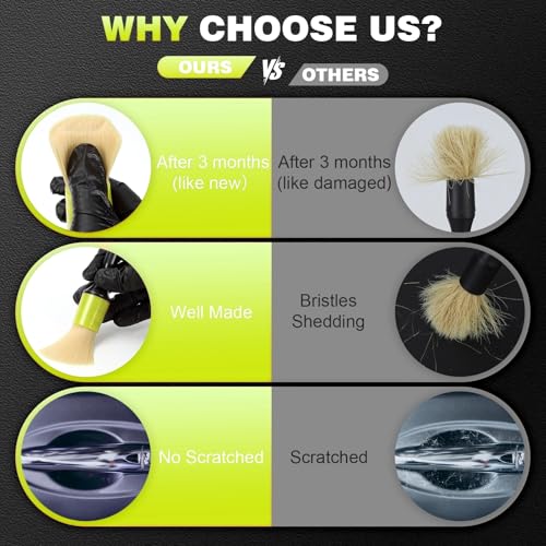 MVEQRRN 7PCS Car Detailing Brush Set,Boars Hair Detail Brush kit(Green) - color: 7PCS detailing brush green