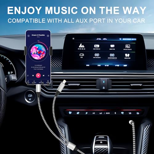 Apple MFi Certified Aux Cord for iPhone, 2 in 1 USB-C & Lightning to 3.5mm Jack Audio Cable for iPhone 16 15 14 13 12 11 XS XR X 8 7 6 iPad to Car/Home Stereo/Headphone/Speaker (Silver)