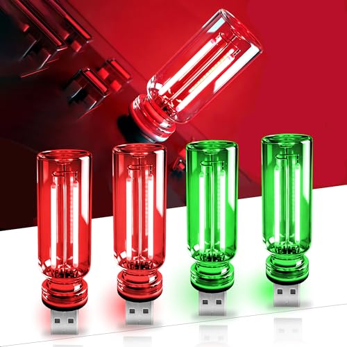 4 PCS USB Touch Dimmable Retro Glass Bottle Car Night Light - color: 2 Red&2 Green