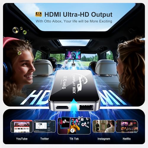 FAIMEE AI Box Wireless CarPlay & Auto Adapter - Plug & Play, Dual-Band WiFi, Bluetooth 5.0, 4K Video Support, Android 12.0 System, Compatible with Factory CarPlay & Android Auto （4GB RAM+32GB ROM）