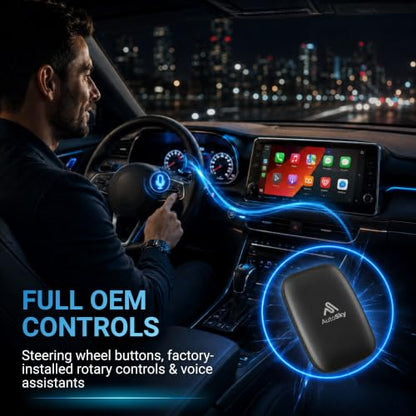 AutoSky AI Box Lite Air – Wireless Adapter for Factory CarPlay – Stream Personal Media & Online Apps via Phone Hotspot – Fast Plug & Play Performance – Works with Authorized Accounts