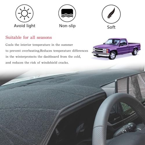 Dashboard Cover Suitable for Chevy Chevrolet Silverado C/K 1500 2500 3500&Tahoe&Suburban/GMC Sierra&Yukon 1995 1996 Car Dashboard Cover Sun Visor Mat Non-Slip Polyester Dashboard Accessories - size: 1995-1996 For Silverado GMC Sierra