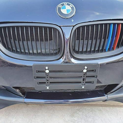 Universal Front License Plate Tag Holder Mounting Mount Relocator Adapter Bumper Bracket for AUTO CAR Truck Van SUV Golf CART NEW (2 Screws 4 Bolts & 4 Built in Nuts - Included !!)