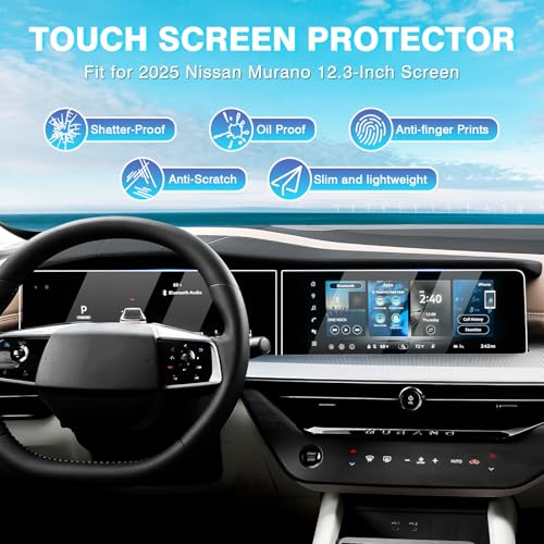 Karltys [Upgrade 2 Pack Screen Protector for Nissan Murano 2025 2026 12.3-Inch (SV/SL/Platinum) [No Glare & Fingerprint] Tempered Glass Nissan Murano 2025 2026 Accessories - size: 12.3 Inch 2025 2026 Nissan Murano
