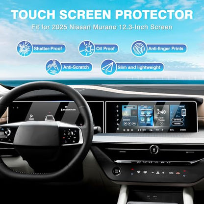 Karltys [Upgrade 2 Pack Screen Protector for Nissan Murano 2025 2026 12.3-Inch (SV/SL/Platinum) [No Glare & Fingerprint] Tempered Glass Nissan Murano 2025 2026 Accessories - size: 12.3 Inch 2025 2026 Nissan Murano