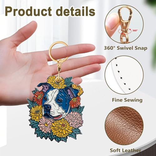 American Pit Bull Terrier Leather Keychain Case Holder,GPS Tacker With Keychain Ring,Access Card Scratch-Resistant,Finders Accessories For Pets, Luggage, Wallet, Backpacks - color: American Pit Bull Terrier