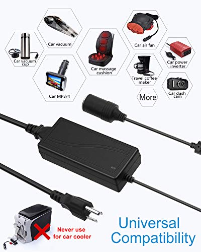 ALITOVE AC to DC Converter 12V 5A 60W 110V to 12V Converter Cigarette Lighter Adapter to Wall Plug 120V AC to DC Adapter for Small Car Vacuum Massager Fan MP3 Car Charger and Other Devices Under 60W - size: 5A (8FT Version)