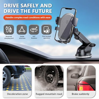 Car Phone Holder, Phone Holder Vent，CarWindshield Dashboard Truck Suction Cup, 360°Adjustable, Automobile Cradles Universal,car Phone Holders for iPhone Size 4.7inch-7inch