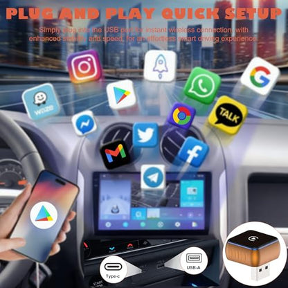 Wireless CarPlay Adapter Compatible with Apple CarPlay 2026 Upgraded Mini Design,USB/USB-C Plug and Play,Stable Low-Latency Connection for iPhone & Android - color: Orange