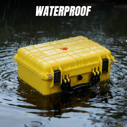 Jack Boss Waterproof Hard Camera Case with Foam,16x12.8x6.8 Inch,Yellow - color: YELLOW, size: 16x12.8x6.8 in