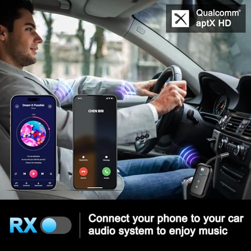 Premium Airplane Bluetooth 5.4 Transmitter Adapter,Supports 2 AirPods/Headphones 2-in-1 Bluetooth Transmitter Receiver with aptX Low Latency,Wireless Adapter for Flight,TV,Gym,Tablets Car Stereo - color: Black
