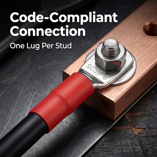 10PCS 2 Gauge Wire Connectors with Heat Shrink Tubing, Battery Terminal Ends, Tinned Copper Ring Terminals for 2 AWG - for Automotive, RV, Solar & Outdoor Power Equipment (SC35-8) - size: SC35-8