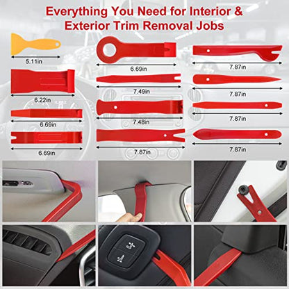 Trim Removal Tool Kit 330Pcs Car Removal Tool Kit Pry Tool Set Auto Clip Pliers Panel Door Radio Dash Window Bumper Adhesive Cable Clips Retainer Clip Set Terminal Removal Tool Set Fastener Remover - color: Red