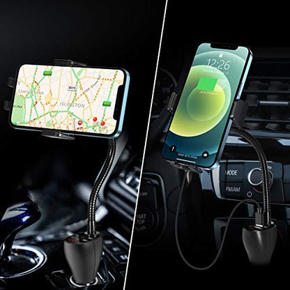 HVDI Wireless Car Charger Mount,Car Cigarette Lighter 15W Qi Fast Charging Auto-Clamping Dual QC 3.0 Port Air Vent Car Charger Phone Holder,for iPhone 13 Pro Max/12/11/XR/X/8,Samsung S21/S20/S10/9/8