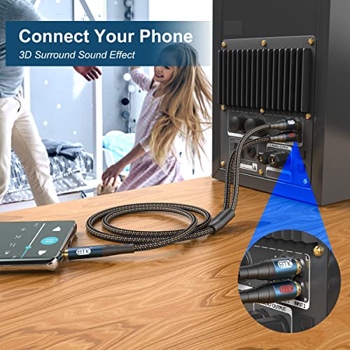 EMK 3.5mm to 2RCA Cable 24K Gold-Plated Nylon Braided RCA to Auxiliary Stereo Audio Headphone Male to Male 1/8 to RCA Cord for Tablet,Subwoofer,Home Theater,DVD Speaker,MP3/MP4,Player 5ft/1.5m - size: 5ft/1.5m, style: 3.5MM to 2RCA