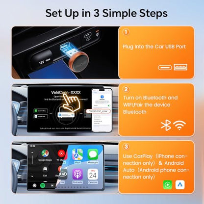 Carlinkit Mini Ultra 3 Wireless CarPlay & Android Auto Compact Adapter - color: Orange