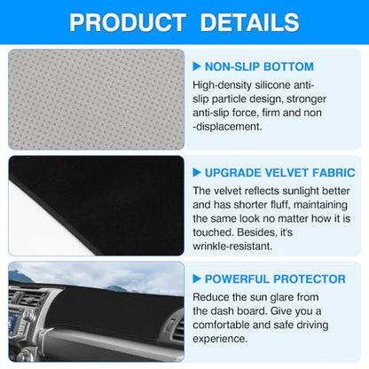 Autorder Dashboard Cover Mat for 2010-2021 2022 2023 2024 Toyota 4Runner Accessories Dash Cover Upgrade Velvet Dash Mat Sunshade Glare UV Rays Protector - size: Black 10-24 4Runner