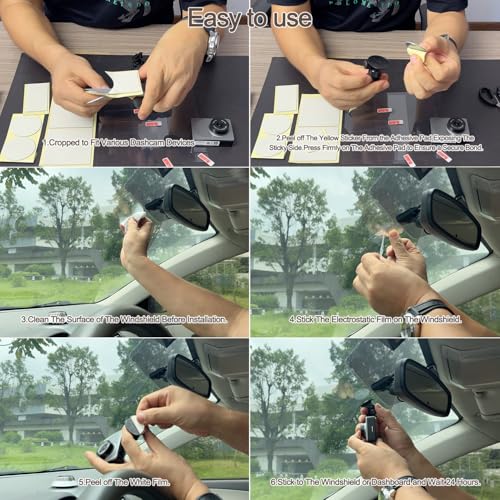 10Pcs Heavy Duty Dash Cam Sticky Pads and Windshield Electrostatic Film,Heat Resistant Double Sided Sticky Tape for GPS Holder,Dashboard Phone Mount Stronger Bond,Customizable,No Residue,Easy Install - color: The White Double-sided Sticker Adhesive