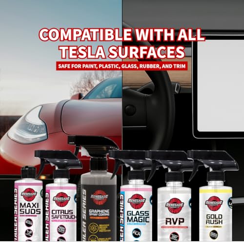 Renegade Products USA Tesla Detailing Kit - Car Wash Kit for Interior/Exterior Detail & Wash for Model S, Model 3, Model X, & Model Y
