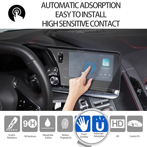 GPS Screen Protector Foils Compatible with Chevrolet Corvette C8 2020-2025, Navigation Screen Protector, Center Touch Display Anti Scratch Tempered Glass Protective Film
