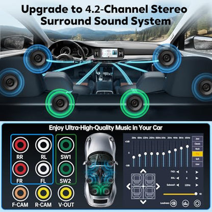[QLED Screen Upgrade] 7" Double Din Car Stereo with Wireless Apple CarPlay and Android Auto, 240W Powerful Sound, 4.2-Channel Audio Output, Bluetooth, MirrorLink, Backup Camera, AM/FM Car Radio - color: Black W021