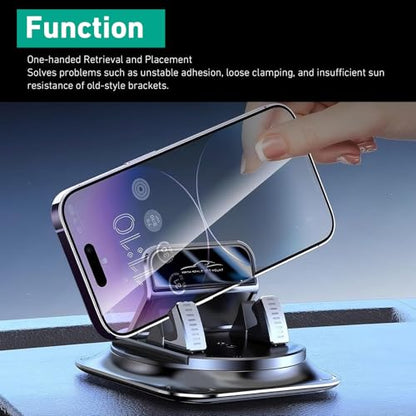 Car Dashboard Phone Holder, Omni-directional Rotatable Cell Phone Holder, Self-Adhesive Dash Phone Mount, Universal Cars Accessories for Navigation (Black)