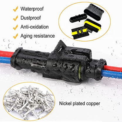 25 Kit 2 Pin Connector Automotive Electrical Waterproof 2 Wire Connectors - size: 22-16AWG 25Set